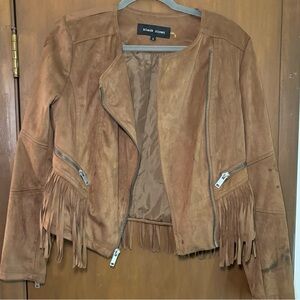 Black Rivet Women's Tan Suede Fringe Jacket